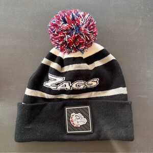 Gonzaga Bulldogs Beanie Hat "ZAGS" Red, White, Blue Pom Pom Black/White Stripes